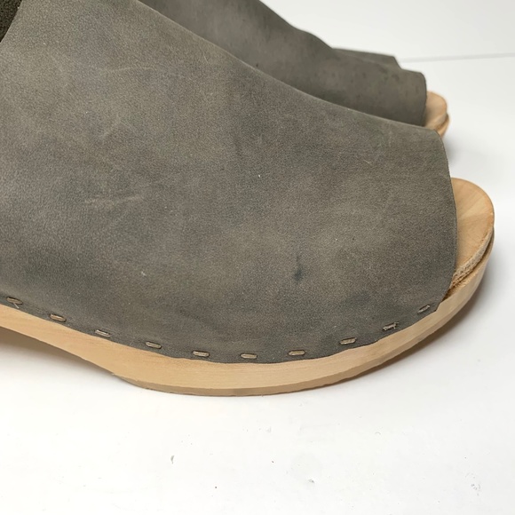 Bryr Suzie Spanish Mid Heel Clogs Peep Toe Grey 8 - Picture 8 of 8